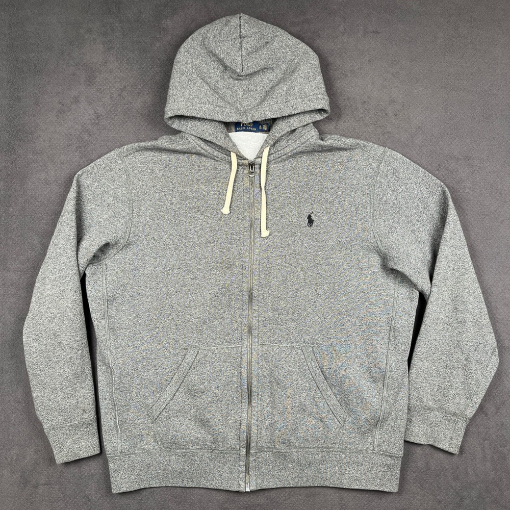 Polo Ralph Lauren Full Zip Hoodie Mens XL Gray Heather Sweatshirt Pony Logo